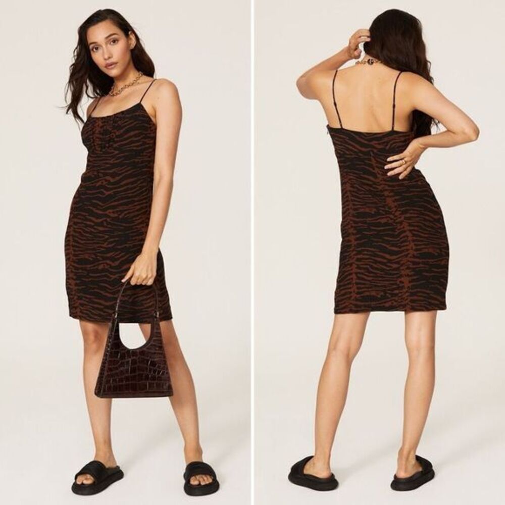 STAUD Bell Zebra Print Dress Size 6